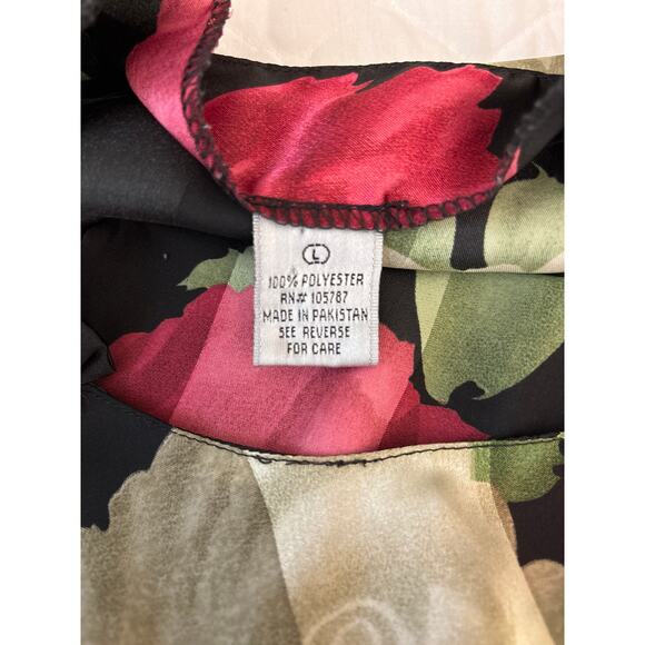 Vintage 90s Floral Slip Maxi Dress Sz L Roses Fairycore Whimsygoth Romantic - Picture 5 of 10